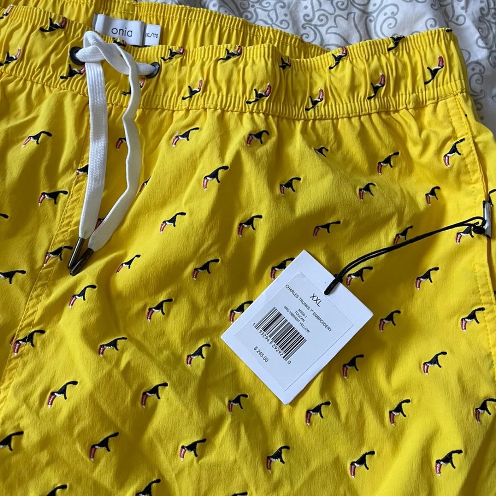 NEW without tags (sz 2XL) Onia Charles 7" Embroidered Swim Trunks Toucan